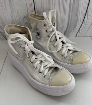 Converse Chuck Taylor All Star, Lift, Womens, White & Tan Platform Size 9